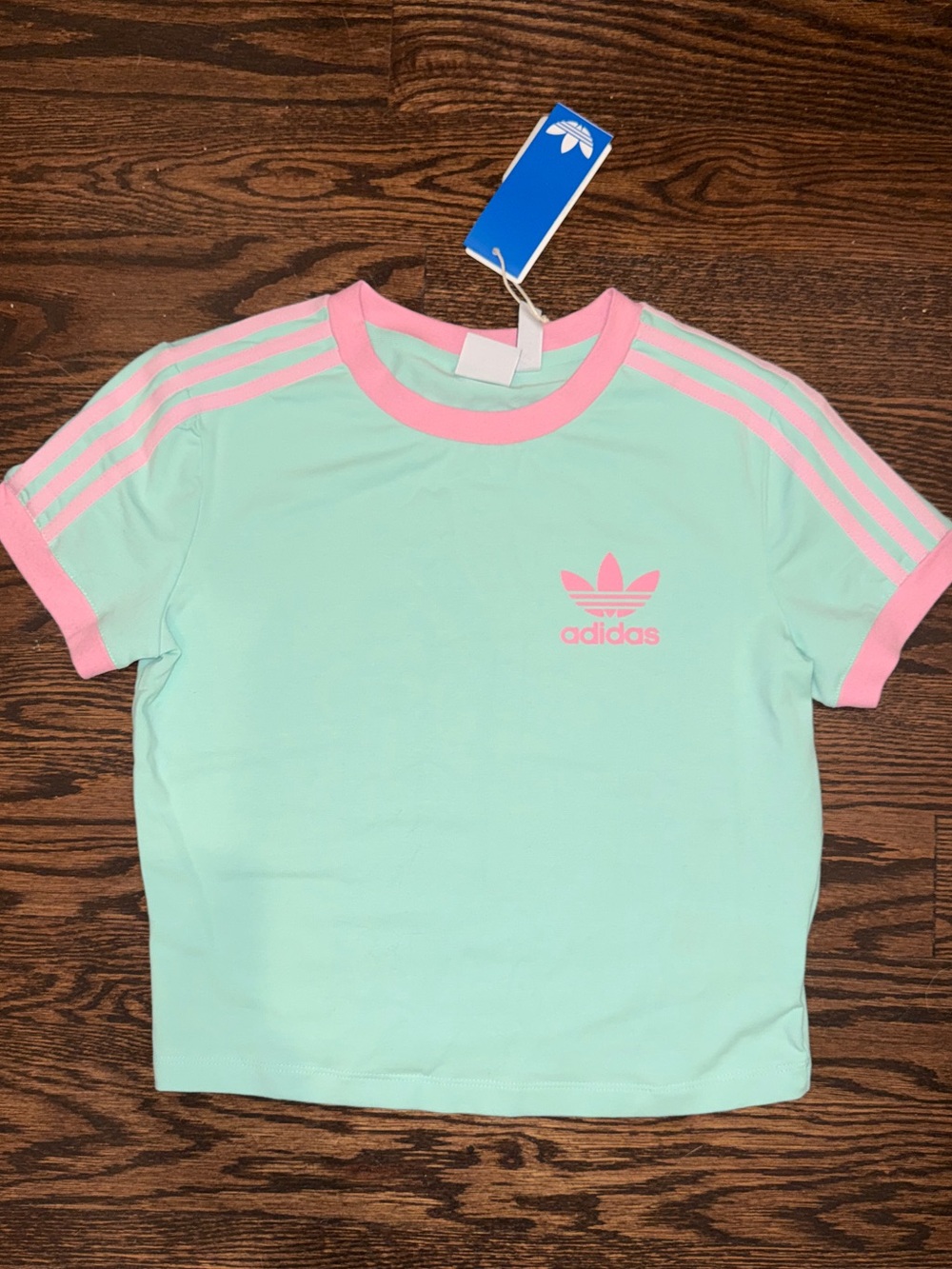 adidas Mint & Pink Trefoil Baby Tee